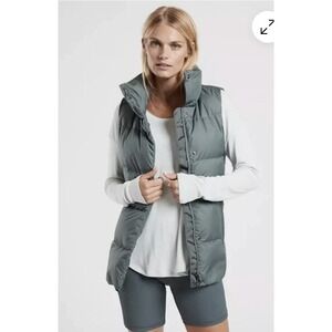 Athleta Downtown Vest Womens 3X Gray Puffer‎ Sleeveless Snap Front Padded